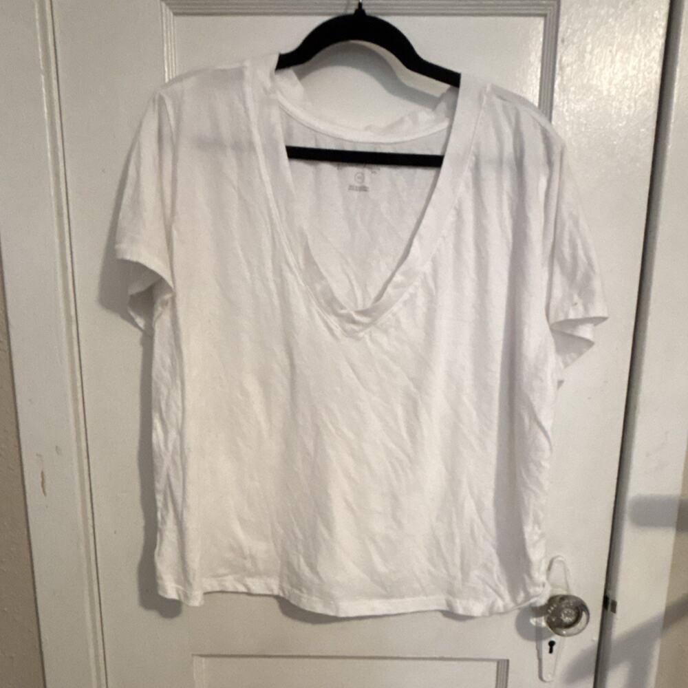 Universal Thread White Knit Pullover V-Neck Short Sleeve Women's T-Shirt XXL